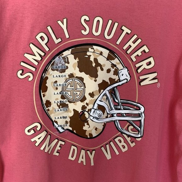 Simply Southern LS T-Shirt Size Large Football Game Day Pink New - Picture 1 of 7